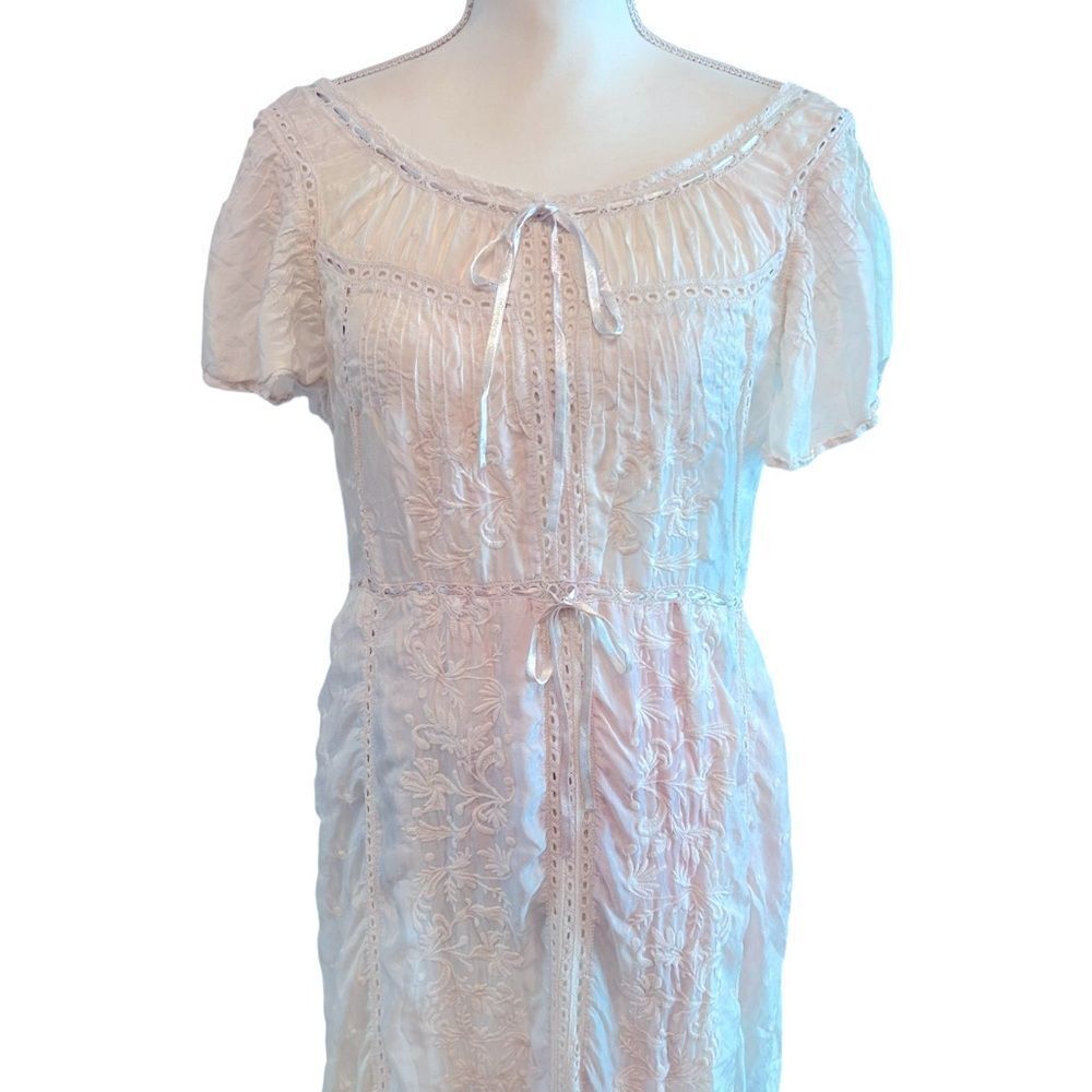 LoveShackFancy Embroidered White White Lace Midi Dress Size Large - Picture 3 of 6
